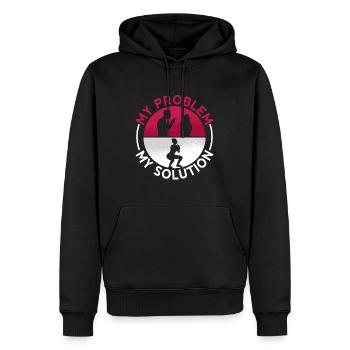 Coach Santé Ma problématique Ma solution Pictogramme Maman - Sweat à capuche Premium bio Homme - noir - Devant - Nico (187cm)