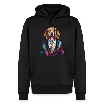 Beagle Anzug Hund Bunt Lustig Tier Design Print - Männer Premium Bio Hoodie - Schwarz - Vorne - Nico (187cm)