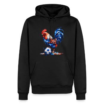 Hahn Fußball Bunt Frankreich Tier Design Print - Männer Premium Bio Hoodie - Schwarz - Vorne - Nico (187cm)