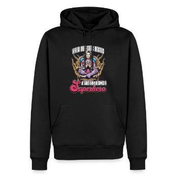 Lecture du tarot quand la vie devient mouvementée Lecture des cartes - Sweat à capuche Premium bio Homme - noir - Devant - Nico (187cm)
