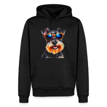 Zwergschnauzer Sonnenbrille Hund Lustig Tier Print - Männer Premium Bio Hoodie - Schwarz - Vorne - Nico (187cm)
