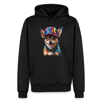 Chihuahua Snapback Cap Chien Drôle Design Print - Sweat à capuche Premium bio Homme - noir - Devant - Nico (187cm)