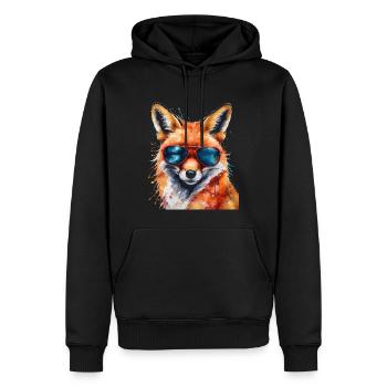 Fuchs Sonnenbrille Bunt Tier Design Print - Männer Premium Bio Hoodie - Schwarz - Vorne - Nico (187cm)