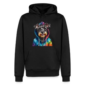 Zwergschnauzer Hoodie Hund Lustig Tier Print - Männer Premium Bio Hoodie - Schwarz - Vorne - Nico (187cm)