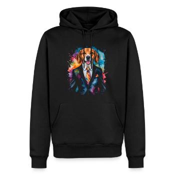 Beagle Anzug Hund Bunt Lustig Tier Design Print - Männer Premium Bio Hoodie - Schwarz - Vorne - Nico (187cm)