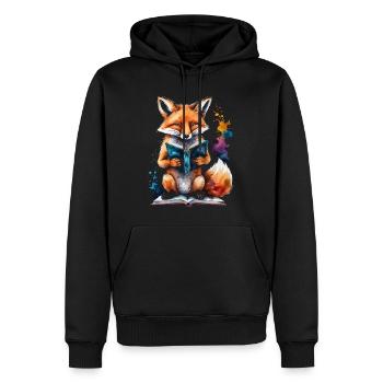 Renard lecture livre Coloré Animal Design Imprimer - Sweat à capuche Premium bio Homme - noir - Devant - Nico (187cm)