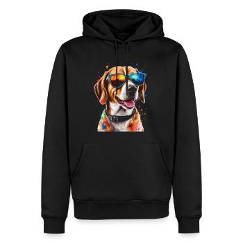 Beagle Sunglasses Dog Funny Animal Design Print - Men’s Premium Organic Hoodie - black - Front - Nico (187cm)