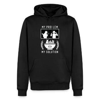 Fish And Chips My Problem My Pictogram Dad Mom - Männer Premium Bio Hoodie - Schwarz - Vorne - Nico (187cm)