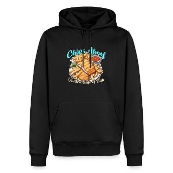 Fish and Chips Chips Ahoy Avec Une Cuisine Britannique - Sweat à capuche Premium bio Homme - noir - Devant - Nico (187cm)