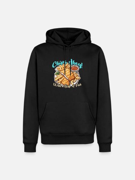 Fish and Chips Chips Ahoy Avec Une Cuisine Britannique - Sweat à capuche Premium bio Homme - noir