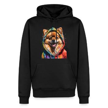 Loulou de Poméranie Sweat à capuche de Poméranie Imprimé chien - Sweat à capuche Premium bio Homme - noir - Devant - Nico (187cm)