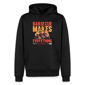 Le barbecue barbecue de porc effiloché rend la viande grillée amateur - Sweat à capuche Premium bio Homme - noir - Devant - Nico (187cm)