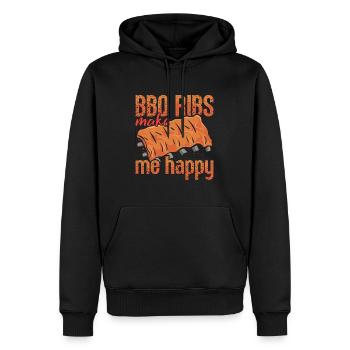 BBQ Ribs Make Me Happy Grilled Meat Enthusiast - Männer Premium Bio Hoodie - Schwarz - Vorne - Nico (187cm)