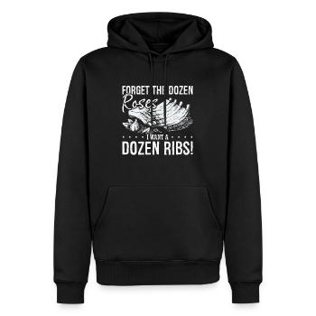 Ribs Barbecue Forget The Dozen Roses Smoked Ribs - Männer Premium Bio Hoodie - Schwarz - Vorne - Nico (187cm)