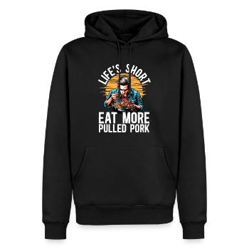 Pulled Pork BBQ Life's Short Eat More Grilled Meat - Männer Premium Bio Hoodie - Schwarz - Vorne - Nico (187cm)