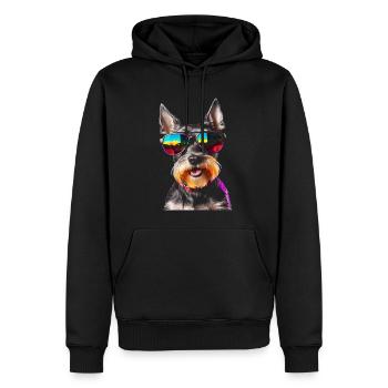 Zwergschnauzer Sonnenbrille Hund Lustig Tier Print - Männer Premium Bio Hoodie - Schwarz - Vorne - Nico (187cm)