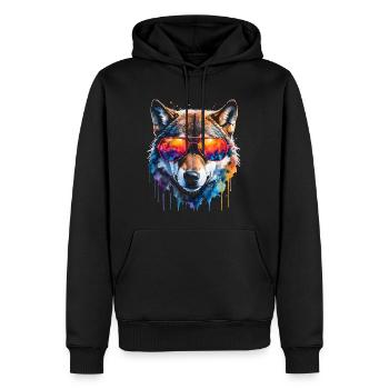 Wolf Sunglasses Colorful Animal Design Print - Men’s Premium Organic Hoodie - black - Front - Nico (187cm)