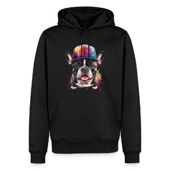 Bouledogue Français Snapback Cap Frenchie Dog - Sweat à capuche Premium bio Homme - noir - Devant - Nico (187cm)