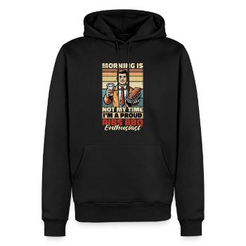 Ribs Barbecue Morning Is Not My Time Meat Lover - Männer Premium Bio Hoodie - Schwarz - Vorne - Nico (187cm)