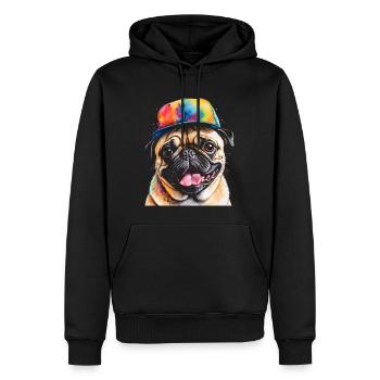 Carlin Snapback Cap Chien Coloré Drôle Design Imprimer - Sweat à capuche Premium bio Homme - noir - Devant - Nico (187cm)