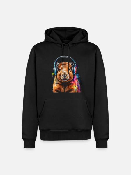 Capybara Kopfhörer Capy Bunt Tier Design Print - Ekologisk premiumluvtröja herr - svart
