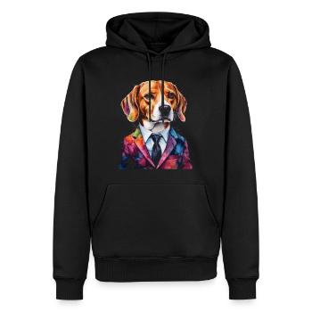 Beagle Anzug Hund Bunt Lustig Tier Design Print - Männer Premium Bio Hoodie - Schwarz - Vorne - Nico (187cm)