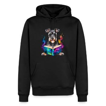 Zwergschnauzer Lesen Hund Lustig Tier Design Print - Männer Premium Bio Hoodie - Schwarz - Vorne - Nico (187cm)