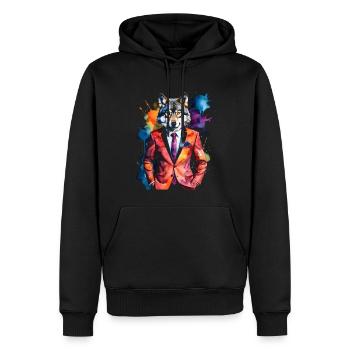 Costume de loup Imprimé coloré de conception d’animaux - Sweat à capuche Premium bio Homme - noir - Devant - Nico (187cm)