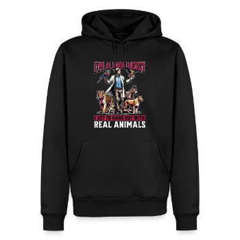 Je suis zoologiste J’ai l’occasion de passer du temps avec un scientifique animalier - Sweat à capuche Premium bio Homme - noir - Devant - Nico (187cm)