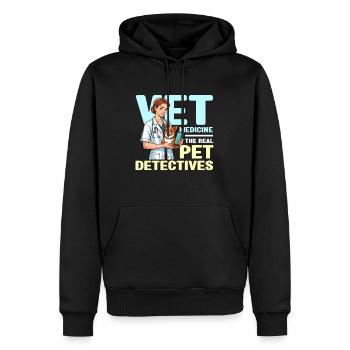 Médecine vétérinaire Le vrai détective pour animaux de compagnie Amoureux des animaux - Sweat à capuche Premium bio Homme - noir - Devant - Nico (187cm)