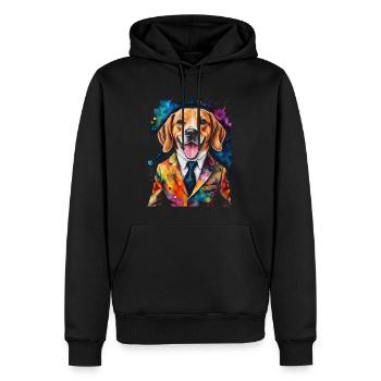 Beagle Anzug Hund Bunt Lustig Tier Design Print - Männer Premium Bio Hoodie - Schwarz - Vorne - Nico (187cm)