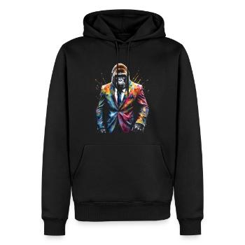 Gorilla Anzug Affe Bunt Tier Design Print - Männer Premium Bio Hoodie - Schwarz - Vorne - Nico (187cm)