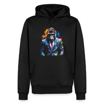 Gorilla Anzug Affe Bunt Tier Design Print - Männer Premium Bio Hoodie - Schwarz - Vorne - Nico (187cm)