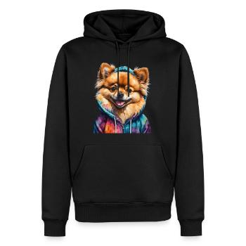 Loulou de Poméranie Sweat à capuche de Poméranie Imprimé chien - Sweat à capuche Premium bio Homme - noir - Devant - Nico (187cm)