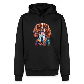 Cavalier King Charles Spaniel Costume Imprimé Chien - Sweat à capuche Premium bio Homme - noir - Devant - Nico (187cm)