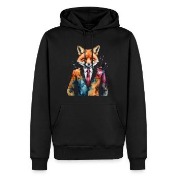 Fuchs Anzug Bunt Tier Design Print - Männer Premium Bio Hoodie - Schwarz - Vorne - Nico (187cm)