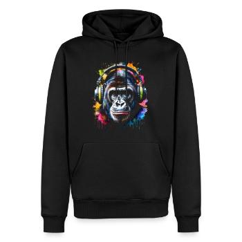 Casque Gorille Singe Coloré Animal Design Imprimer - Sweat à capuche Premium bio Homme - noir - Devant - Nico (187cm)