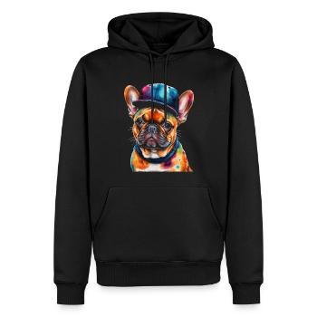 Bouledogue Français Snapback Cap Frenchie Dog - Sweat à capuche Premium bio Homme - noir - Devant - Nico (187cm)