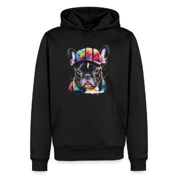 Bouledogue Français Snapback Cap Frenchie Dog - Sweat à capuche Premium bio Homme - noir - Devant - Nico (187cm)