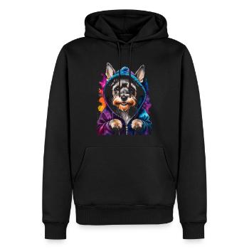 Zwergschnauzer Hoodie Hund Lustig Tier Print - Männer Premium Bio Hoodie - Schwarz - Vorne - Nico (187cm)