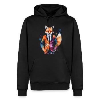 Fuchs Anzug Bunt Tier Design Print - Männer Premium Bio Hoodie - Schwarz - Vorne - Nico (187cm)