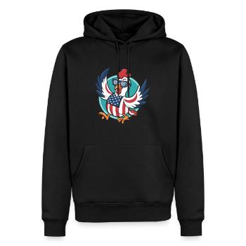 Patriotisches USA Huhn - Männer Premium Bio Hoodie - Schwarz - Vorne - Nico (187cm)