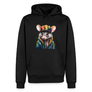 Opossum Snapback Cap Cool Tier Design Print - Männer Premium Bio Hoodie - Schwarz - Vorne - Nico (187cm)