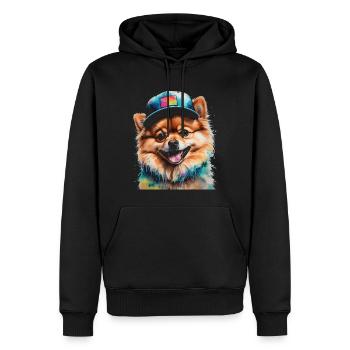Casquette Snapback Poméranienne Poméranie Imprimé Chien - Sweat à capuche Premium bio Homme - noir - Devant - Nico (187cm)