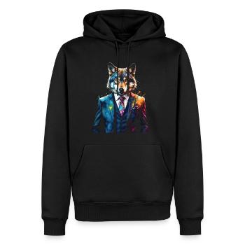 Costume de loup imprimé de conception animale colorée - Sweat à capuche Premium bio Homme - noir - Devant - Nico (187cm)