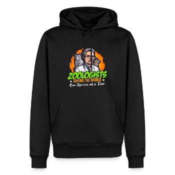 Des zoologistes sauvent le monde Un scientifique animalier - Sweat à capuche Premium bio Homme - noir - Devant - Nico (187cm)