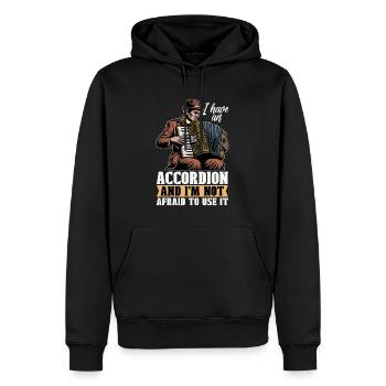 Accordéon J’ai un accordéon et un instrument à vent - Sweat à capuche Premium bio Homme - noir - Devant - Nico (187cm)