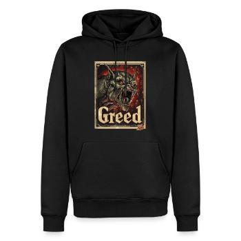 Créature infernale – Monstre de cupidité - Sweat à capuche Premium bio Homme - noir - Devant - Nico (187cm)