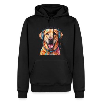 Labrador Retriever Casque Chien Animal Print - Sweat à capuche Premium bio Homme - noir - Devant - Nico (187cm)