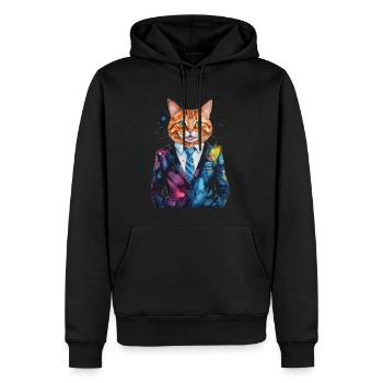 Katze Anzug Bunt Lustig Lustig Tier Design Print - Männer Premium Bio Hoodie - Schwarz - Vorne - Nico (187cm)